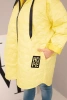 Women's Plus Size quilted jacket with a hood and the inscription HOPE yellow