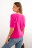 Damenpullover aus weichem Fleece mit V-Ausschnitt und kurzen Ärmeln lila