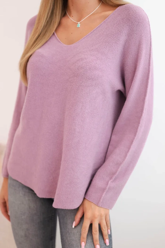 Damenpullover aus Viskose mit V-Ausschnitt lila