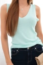 Women's viscose sleeveless V-neck blouse mint
