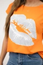 Blouse with lips print orange