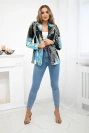 Bedruckte Jacke aus Baumwolle mit Knopf blau