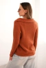 Women's sweater made of baby alpaca with a collar and V-neck orange