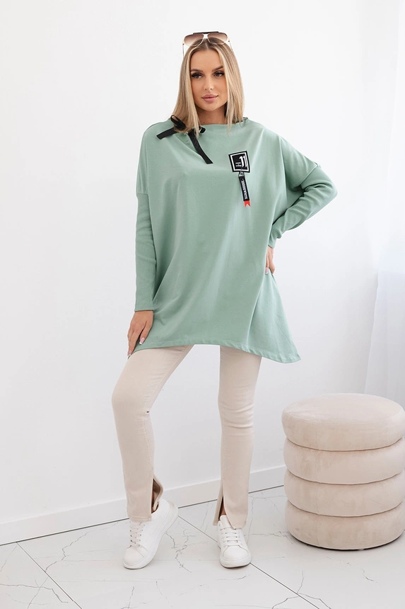 Oversize sweatshirt with asymmetrical sides dark mint