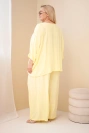 Damen Plus-Size Set aus Viskose mit weiten Hosen und Bluse gelb