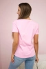 Blouse with a woman's graphics powdered pink