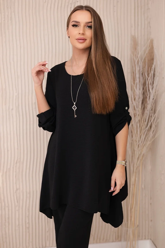 Set of blouse + pants with pendant black
