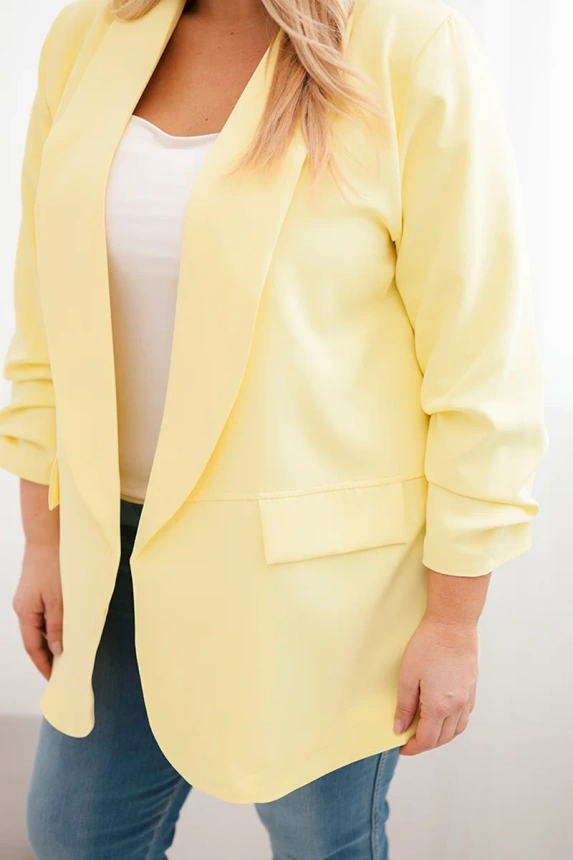 Dámska elegantná plus size sako žltá
