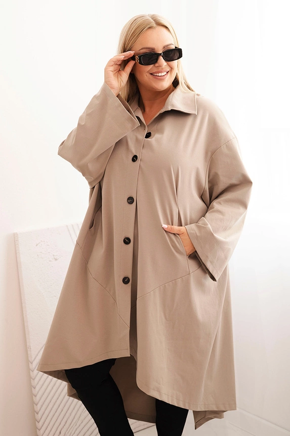 Dámská narzutka Plus Size Punto s bavlnou a knoflíky fango