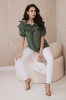 Spanish blouse with a decorative frill khaki