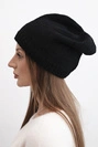 Women's winter hat with ears and ribbed pattern K440 black