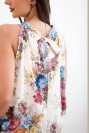 Women's set with blouse and wide floral trousers dark pink