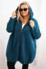 Women's Plus Size hooded and zippered warm sweatshirt teal
