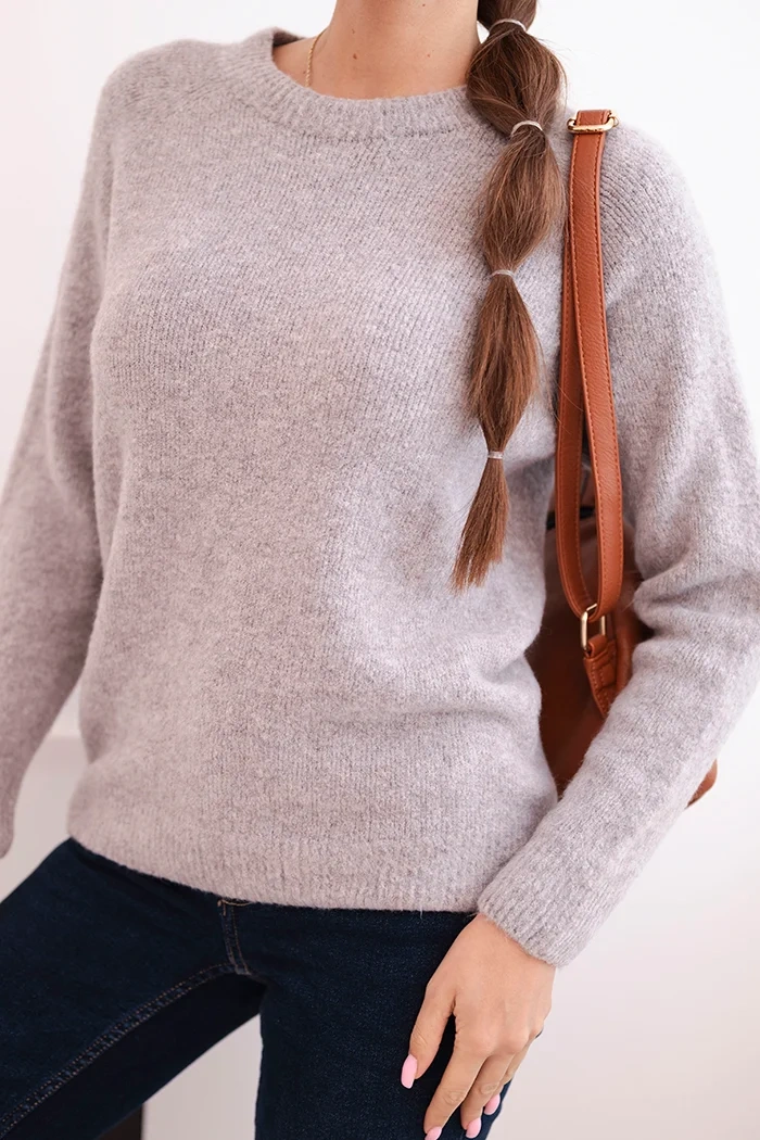 Damenpullover aus Baby-Alpaka mit langen Ärmeln dunkelbeige
