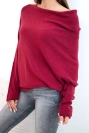 Women's viscose asymmetrical batwing sweater burgundy