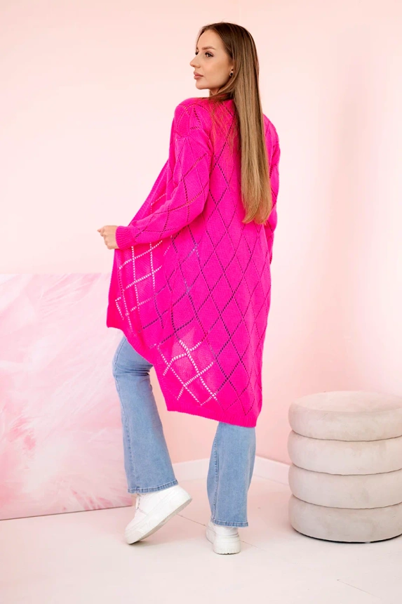 Pullover mit geometrischem Muster rosa Neon