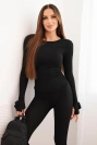 Women's set made of ribbed viscose with long sleeves and leggings black