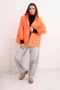 Women's spring quilted jacket with a hood and zipper orange