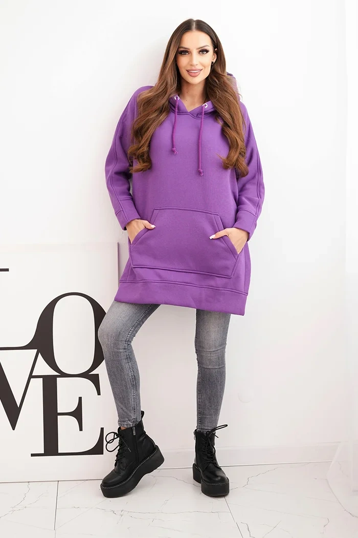 Bluza ocieplana z rozcięciami na bokach fioletowa