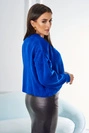 Gerippter Pullover mit Knöpfen kornblumenblau