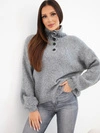 A sweater women's with high collar and decorative buttons dark grey