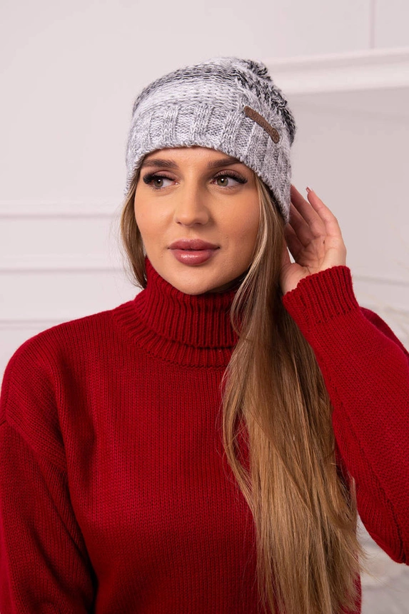 Monika vilnonė kepurė K256 black+grey