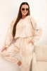 Women's oversized tracksuit set made of viscose with a washed effect light beige