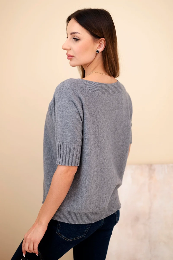 Damenpullover aus Viskose mit kurzen Ärmeln grau