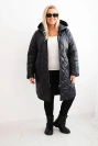 Women's winter quilted Plus Size jacket with a hood red