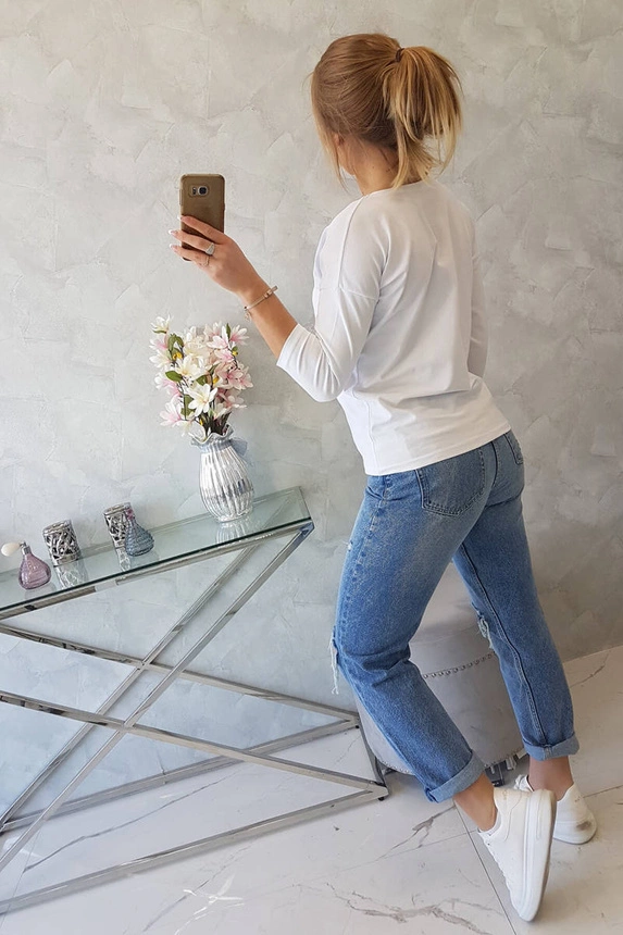 Bluse mit V-Ausschnitt weiß