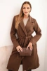 Women's suede coat tied at the waist brown