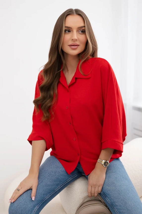 Oversize-Bluse mit Knöpfen red