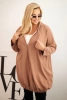 Dámska mikina Plus Size bavlnená s kapucňou a zipsom cappuccino