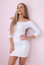 Gestreiftes tailliertes Kleid weiß