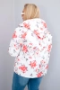 Women's spring quilted Plus Size jacket with a hood and floral pattern white