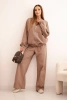 Women's cotton set with wide leg pants and zip-up sweatshirt fango