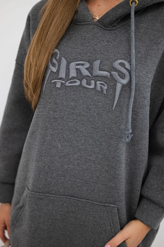 Insulated sweatshirt with embroidered inscription oversize graphite