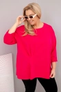 Plus size women's blouse with cotton, long sleeves and ruching fuchsia