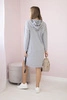 Graues Kleid mit Kapuze und Druck