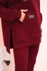 Women's cotton set with a hoodie and high-waisted leggings burgundy