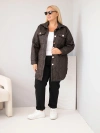 Women's Plus Size Quilted Jacket with Collar and Pockets brown