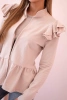 Women's cape with ruffles and stand-up collar beige 