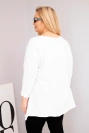 Dámska bavlnená blúzka Plus Size s asymetrickým spodným okrajom a výrezmi biela