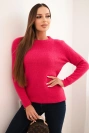 Sweter damski z baby alpaki z długim rękawem fuksja