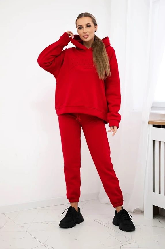 Insulated cotton set, sweatshirt + pants Brooklyn red
