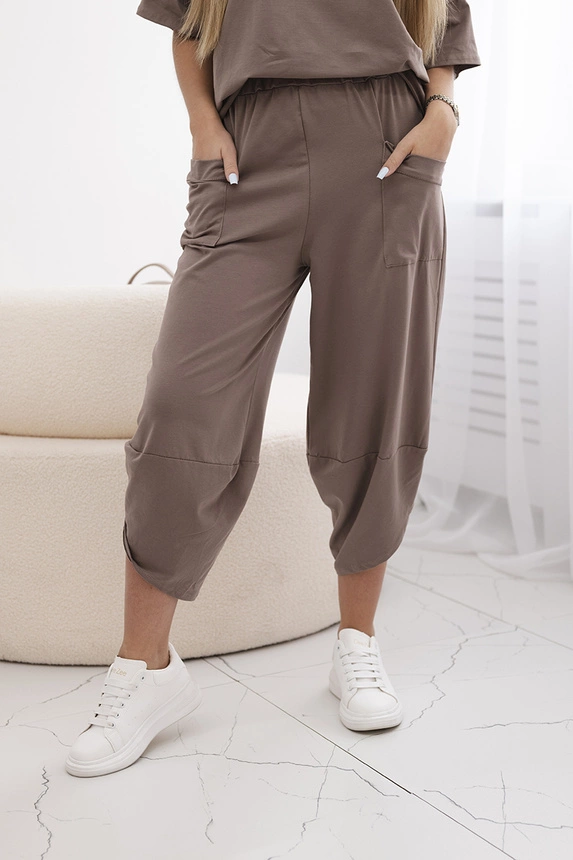 Cotton set blouse + trousers fango