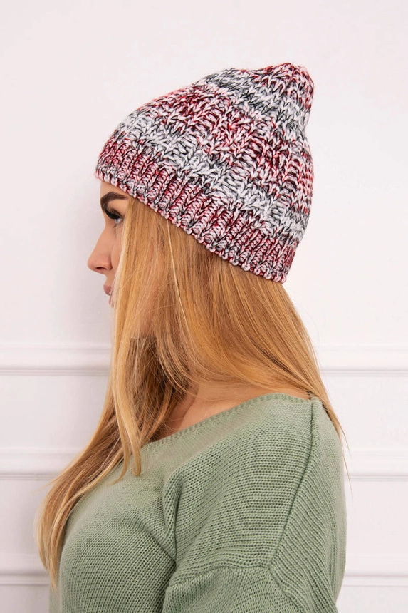 Fleecová čepice Melisa K241 burgundy+grey