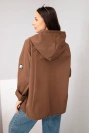 Women's spring jacket with hood and drawstring brown