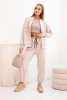 Damen-Set aus Viskose mit offener Jacke und Hose beige