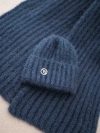 Damen Set Mütze und langer Schal aus weichem Garn Jeans
